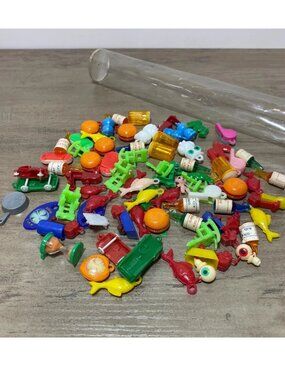 Vintage Gumball Charms Hong Kong Plastic RARE Tube PACKED FULL